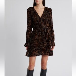 Paige Ysabel Long Sleeve leopard velvet burnout Dress